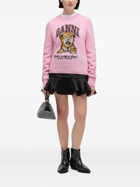 GANNI graphic crewneck knitwear - Pink