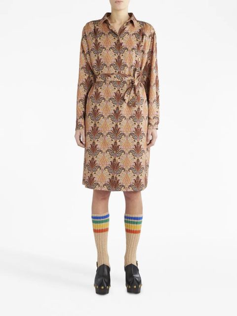 ETRO paisley-print belted midi shirtdress - Neutrals