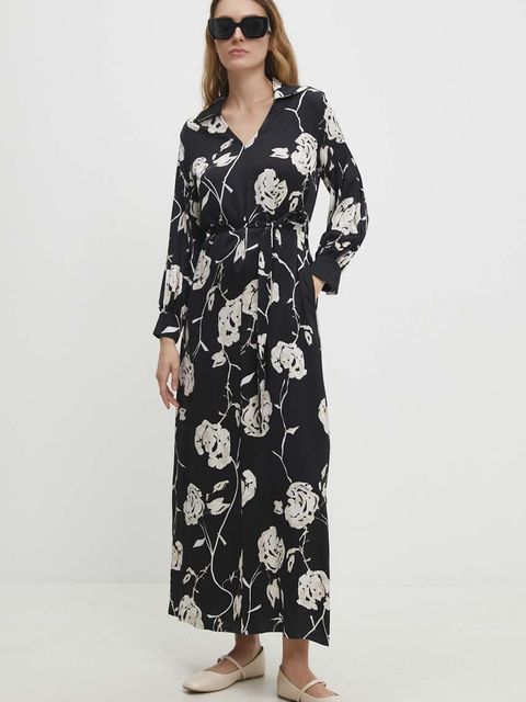 Answear.LAB sukienka kolor czarny maxi prosta