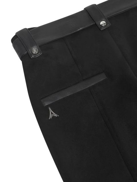 Manière De Voir ribbed knee panel eiffel plaque leggings - Black