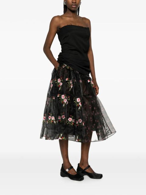 Simone Rocha floral tiered midi skirt - Black - zdjęcie produktu nr 2