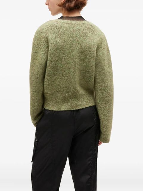 GANNI brushed v-neck sweater - Green