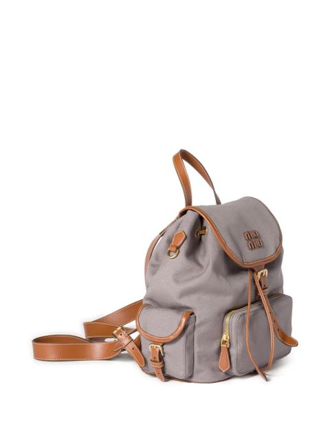 Miu Miu leather-trimmed flap backpack - Grey - zdjęcie produktu nr 2