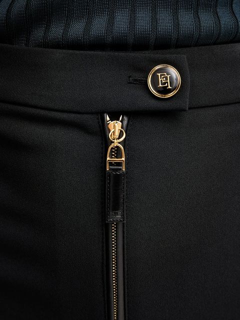 Elisabetta Franchi spodnie damskie kolor czarny dopasowane high waist PA10856E2