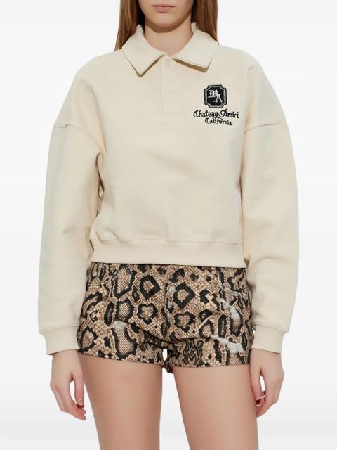 AMIRI MA CHATEAU embroidered polo top - Neutrals
