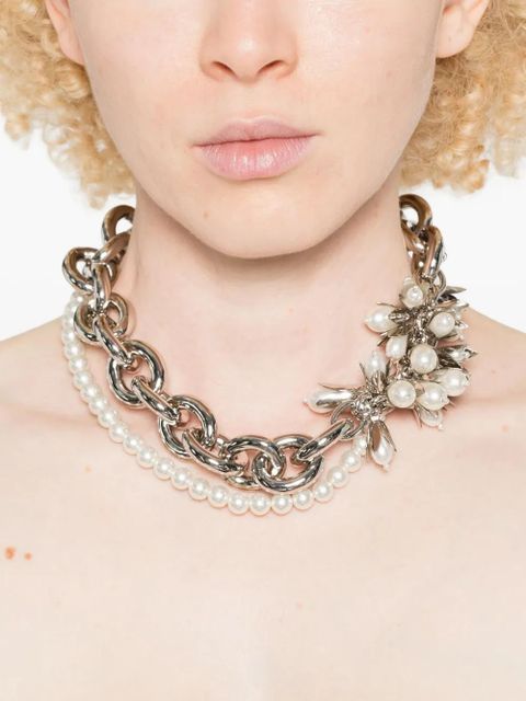 Simone Rocha pearl-embellished chain necklace - Silver - zdjęcie produktu nr 2