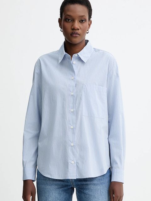 Marc O'Polo koszula bawełniana damska kolor niebieski relaxed z kołnierzykiem klasycznym 5000007256 - zdjęcie produktu nr 1