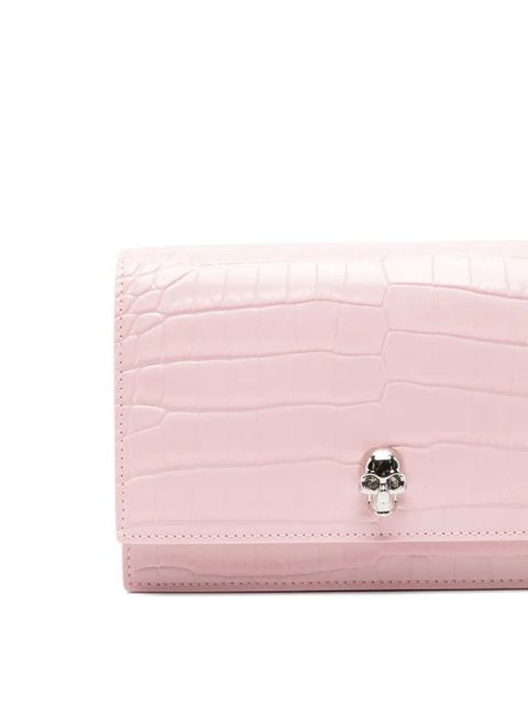 Alexander McQueen skull-embellished crocodile-effect mini bag - Pink