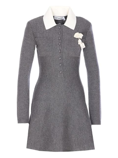 Self-Portrait crochet-flower collared dress - Grey - zdjęcie produktu nr 1