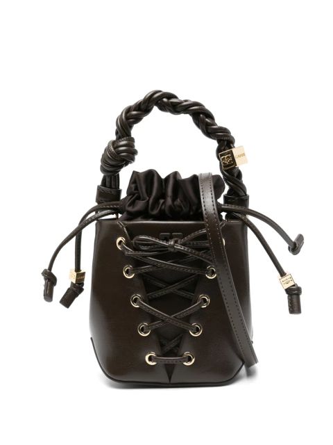 GANNI logo-embellished bucket bag - Brown