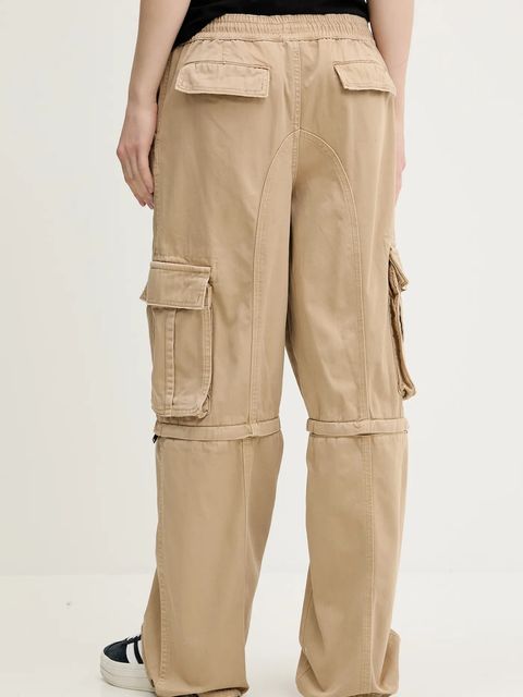 Guess Originals spodnie bawełniane damskie kolor zielony szerokie high waist W5GA2I WGCVA