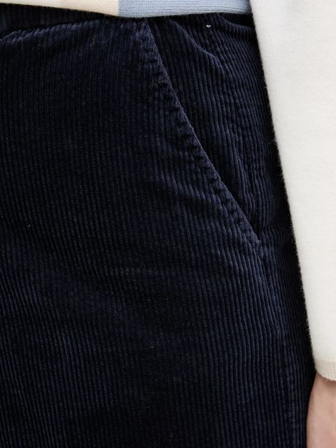 United Colors of Benetton spodnie sztruksowe kolor granatowy proste high waist 4HA2DF07I