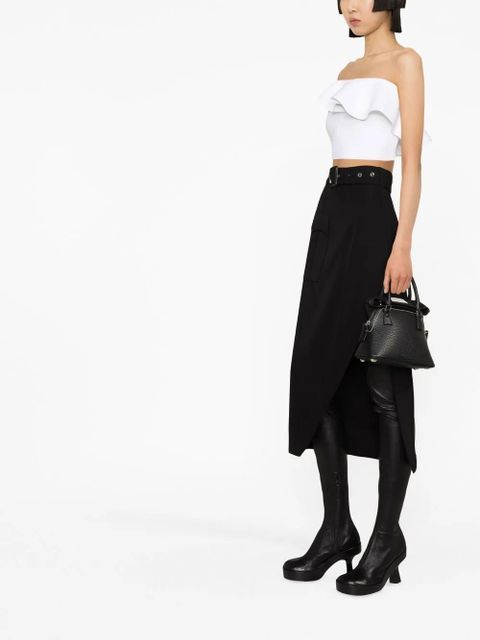 Alexander McQueen belted-waist mid-length skirt - Black - zdjęcie produktu nr 2
