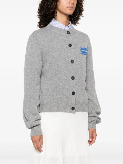 Marni button-fastening logo-patch cardigan - Grey