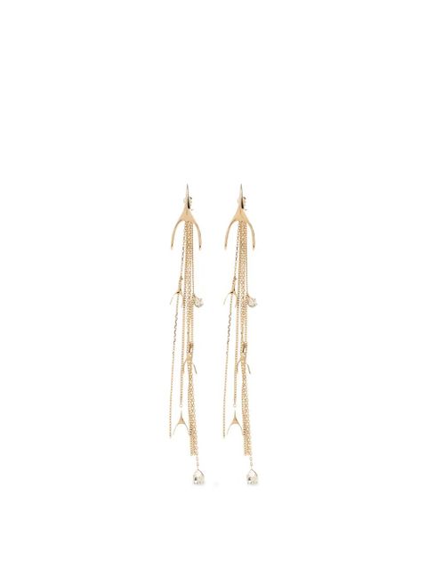 Alexander McQueen Wishbone crystal-embellished drop earrings - Gold - zdjęcie produktu nr 1