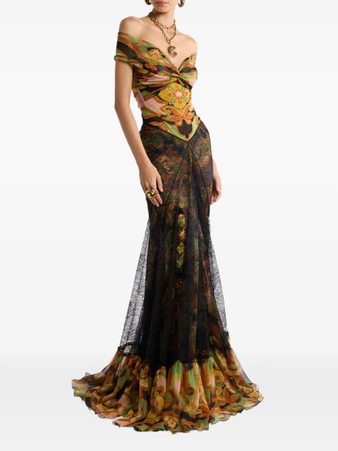 ETRO lace-detail floral maxi skirt - Black - zdjęcie produktu nr 2