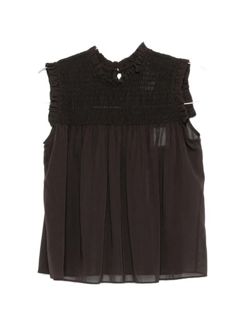 PINKO Ariccia smocked ruffled top - Brown - zdjęcie produktu nr 1