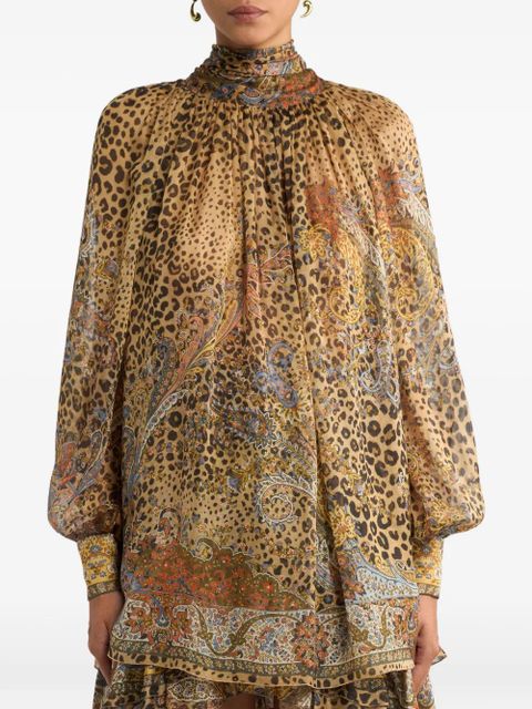 ETRO paisley animal-print silk top - Neutrals