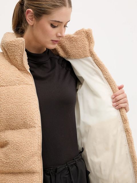 Columbia kurtka Puffect Sherpa damska kolor beżowy zimowa oversize 2089231