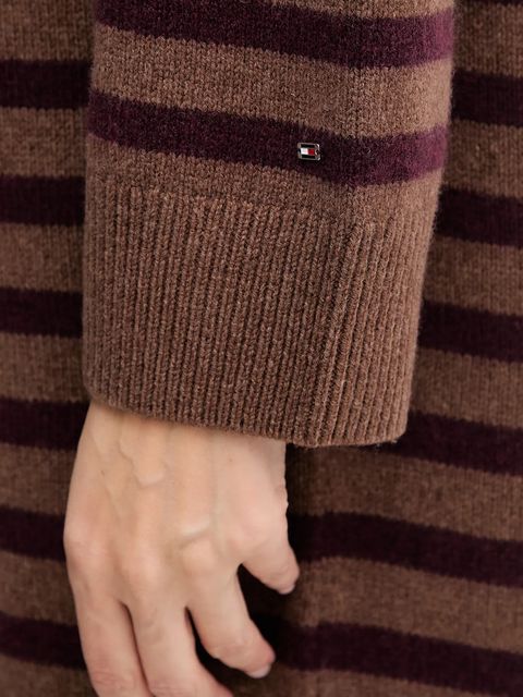 Tommy Hilfiger sukienka wełniana kolor brązowy midi oversize WW0WW46761 - zdjęcie produktu nr 2