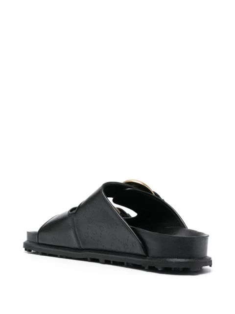 Marine Serre logo-debossed leather sandals - Black - zdjęcie produktu nr 2