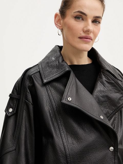 BOSS Orange ramoneska skórzana kolor czarny przejściowa 50552201