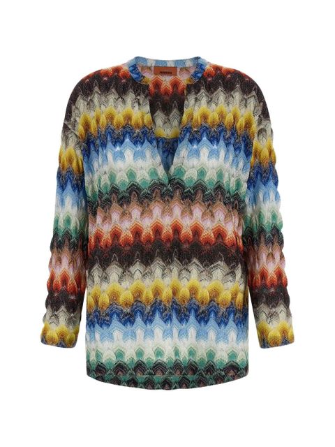 Missoni lamé raschel-knit blouse - Blue - zdjęcie produktu nr 1
