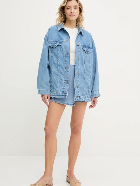 Answear.LAB kurtka jeansowa bawełniana kolor niebieski przejściowa oversize