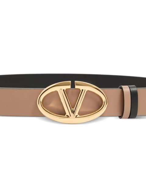 Valentino Garavani Vlogo The Bold Edition reversible calfskin belt, 30mm - Black