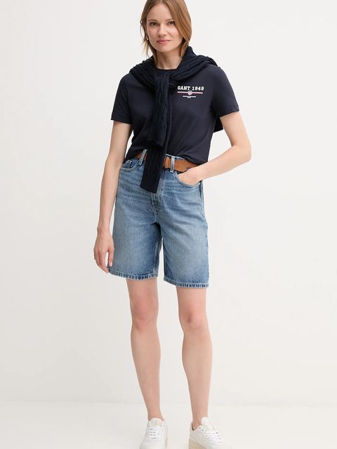 Gant t-shirt bawełniany damski kolor granatowy 4201554