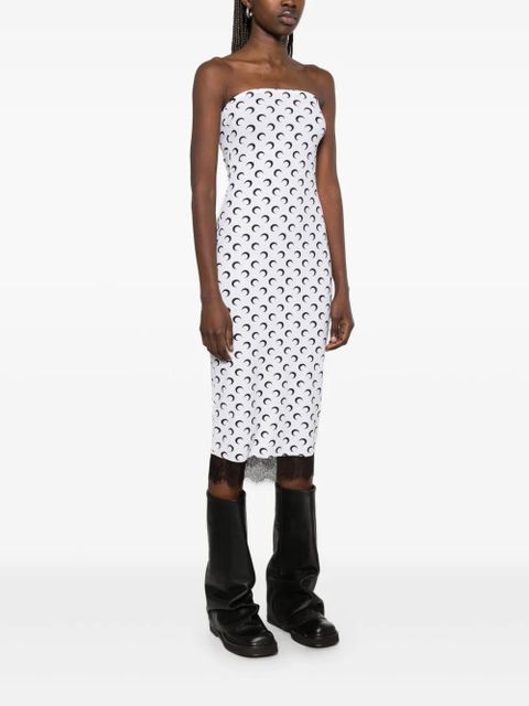 Marine Serre Crescent Moon bustier midi dress - White