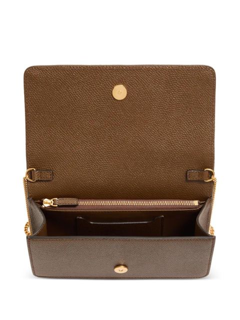 Valentino Garavani Vlogo Signature mini shoulder bag in denim with floral embroidery - Blue