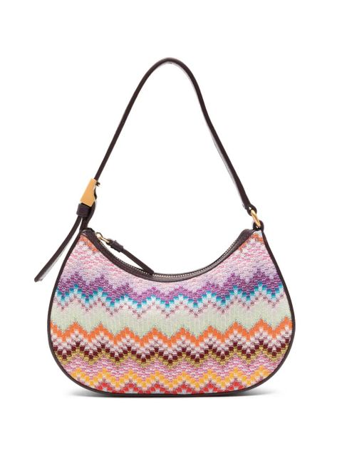 Missoni mini zigzag-knit leather-trim shoulder bag - Purple - zdjęcie produktu nr 1