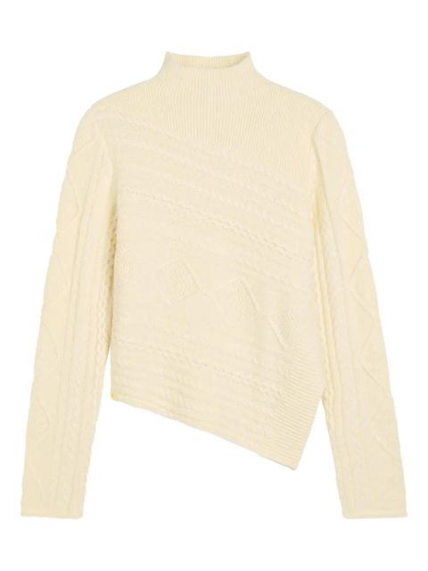 STAUD Sidney cable-knit asymmetric sweater - Neutrals - zdjęcie produktu nr 1