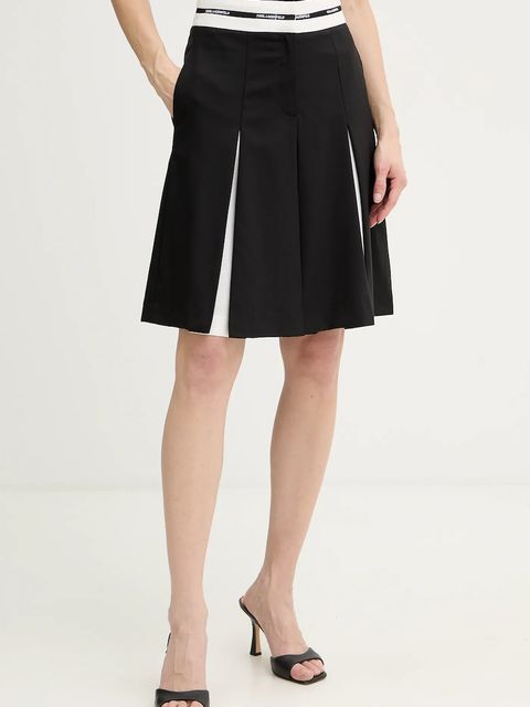 Karl Lagerfeld spódnica z dodatkiem wełny kolor czarny mini rozkloszowana B1W12005 - zdjęcie produktu nr 1