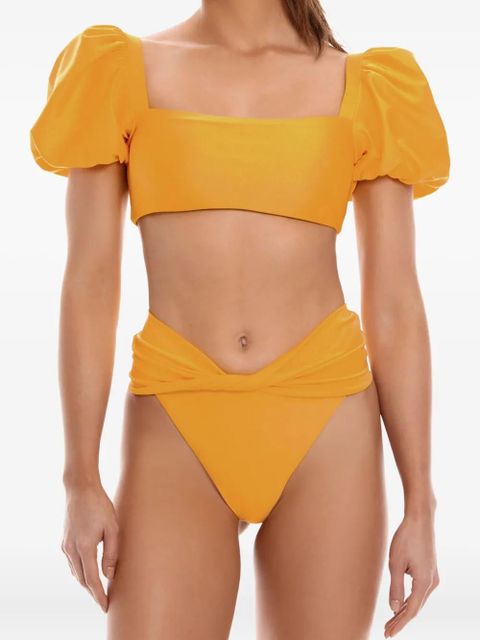 Agua By Agua Bendita Arabella Calista puffed-sleeves bikini top - Yellow