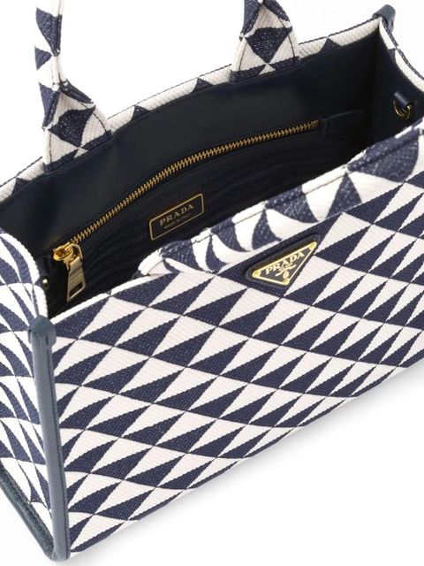 Prada small Symbole embroidered tote bag - Blue