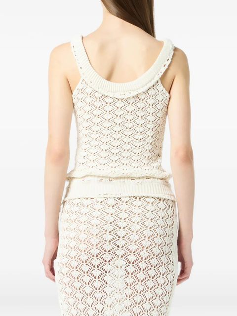 Blumarine lace-stitch knitted top - White