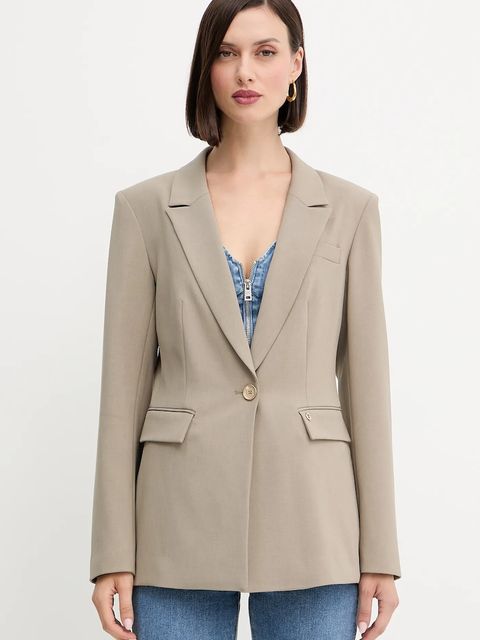 Guess marynarka DOROTHEE kolor beżowy jednorzędowa gładka W5YN41 WHD92