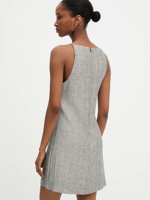 Answear.LAB sukienka z lnem kolor szary mini rozkloszowana