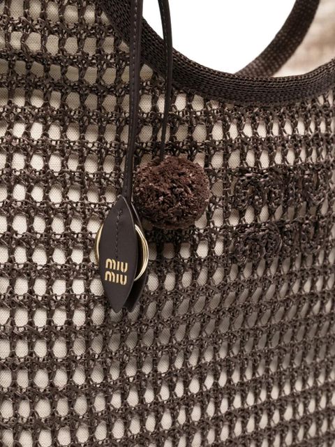 Miu Miu logo-detail tote bag - Brown