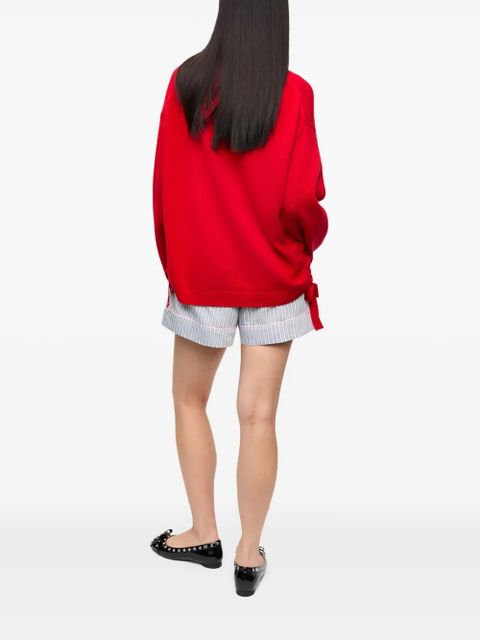 GANNI drawstring-hem sweater - Red
