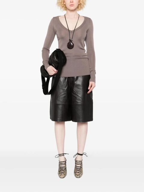 LEMAIRE long-sleeve V-neck sweater - Brown