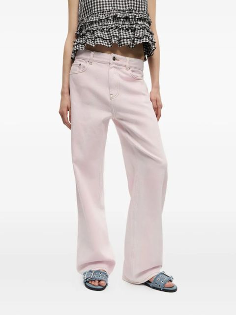 GANNI logo-patch jeans - Pink