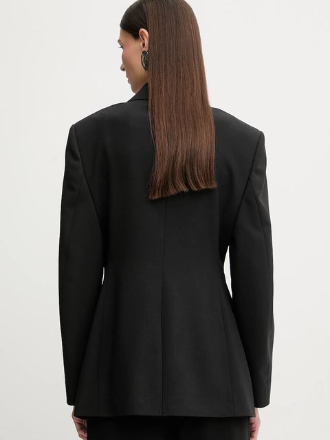 Filippa K marynarka z dodatkiem wełny kolor czarny jednorzędowa gładka 32084