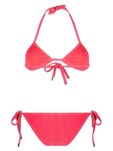 The Attico terry-cloth triangle bikini set - Red