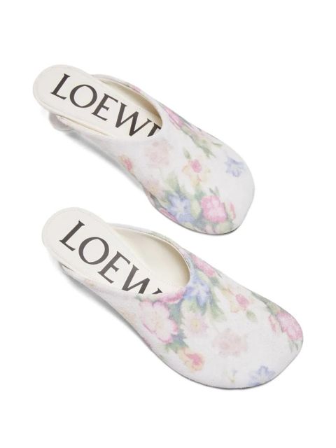 LOEWE 45mm floral print calf leather mules - White