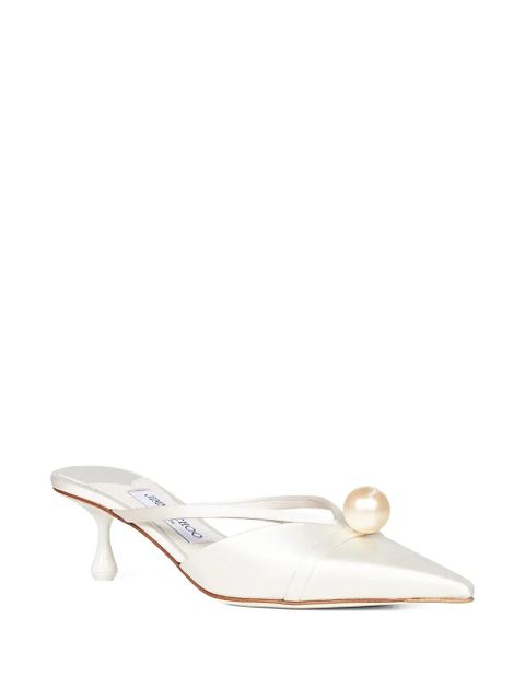 Jimmy Choo 50mm pearl-embellished pointed-toe mules - Neutrals - zdjęcie produktu nr 2