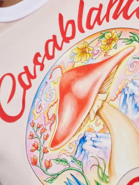 Casablanca Mushroom graphic-print cropped T-shirt - Pink