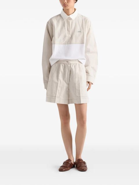 Prada chambray and jersey polo shirt - Neutrals - zdjęcie produktu nr 2